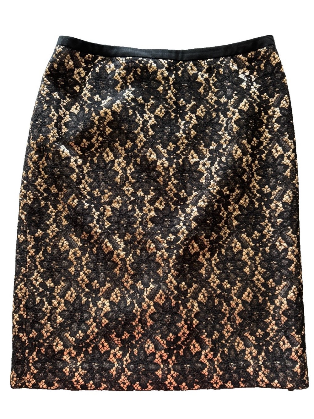 Talbots Collection Lace Pencil Skirt 10 Black Gold Metallic Cocktail Evening